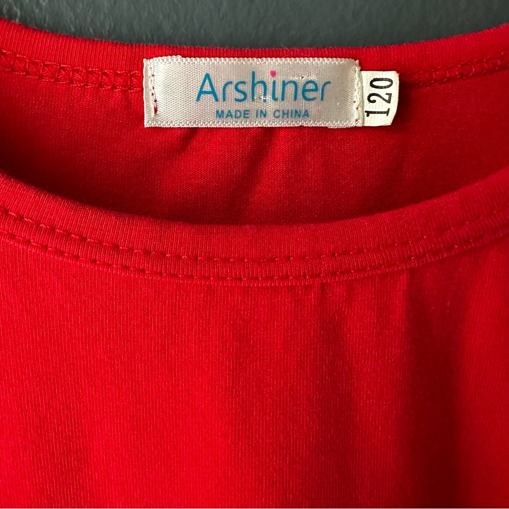 ❤️ ARSHINER girls dress red short sleeve dress size 120 size 6 size 7 youth - Picture 6 of 6